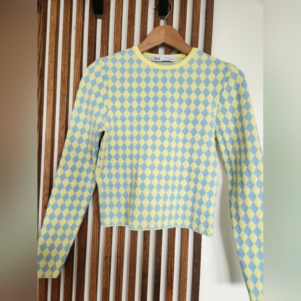 zara knit crop longsleeve shirt